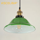 Axyaa Nostalgic Industrial Green Glass Pendant Light for Restaurant and Coffee Shop