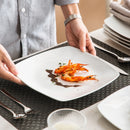 Axyaa White Square Porcelain Plate Set, 6/12 Pieces, Dinner Dessert Salad Fruit Beef Flat