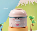 Axyaa Double-layer Cute Duck Ramen Bowl With Lid Stainless Steel Tableware
