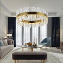 Axyaa Modern LED Crystal Chandelier in Gold Chrome for Luxury Home Decor