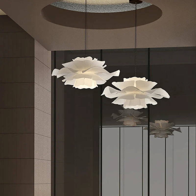 Nordic White Flower Chandelier Pendant Lamp for Bedroom, Living Room, and Bar by Axyaa