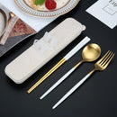 Axyaa Stainless Steel Cutlery Set with Box - Portable Dinnerware Kit