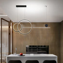 Axyaa Black Gold White LED Linear Ring Chandelier for Kitchen Dining Room