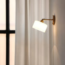 Axyaa Milk Glass LED Wall Light with Pull Chain Switch - Modern Nordic Copper Wall Beside Lamp