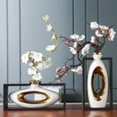 Axyaa Chinese Style Ceramic Vase with Wooden Frame for Modern Home Decoration