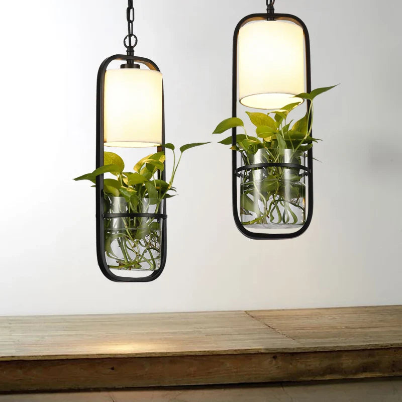 Axya Black Cage Plant Pendant Light Iron Minimalist Retro Danish Design Loft Lamp