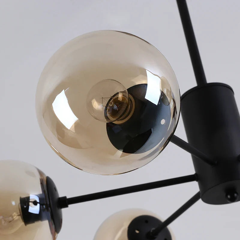 Axyaa Black/Gold Glass Pendant Light for Living Room Bedroom Restaurant