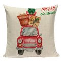 Axyaa Christmas Deer Snowman Cartoon Cushion Cover - Festive Decor Pillowcase