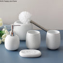Axya White Ceramic Bathroom Set 5-piece Wash Toiletries Accessories Set