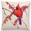 Axyaa Bird Watercolor Cotton Linen Cushion Cover- Hummingbird Goldfinch Chickadee Cardinal Kingfisher