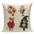 Axyaa Christmas Deer Snowman Cartoon Cushion Cover - Festive Decor Pillowcase