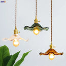 Axyaa Nordic Glass LED Pendant Light - Colorful Copper Hanging Lamp for Bedroom