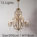 Axyaa Loft Iron Crystal Chandelier - LED Candle Light for Indoor Living and Dining Rooms