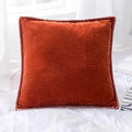 Chenille Cushion Cover with Fringe in Pink Grey Mustard Yellow for Home Sofa Bed Decor 45x45cm