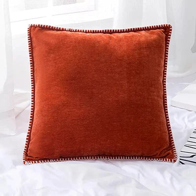 Chenille Cushion Cover with Fringe in Pink Grey Mustard Yellow for Home Sofa Bed Decor 45x45cm