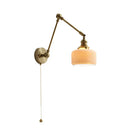Axyaa Copper Long Arm Wall Sconce with Pull Chain Switch & Ceramic Lampshade
