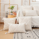 Axyaa Ivory Loop Tufted Cotton Cushion Cover for Home Decor