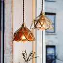 Axyaa Glass Copper LED Pendant Lamp Japanese Vintage Style for Bedroom Bar Cafe