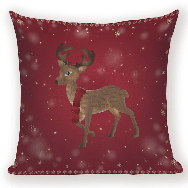 Christmas Cartoon Santa Claus Deer Pillows Covers Merry Christmas Gifts for The New Year by Axyaa