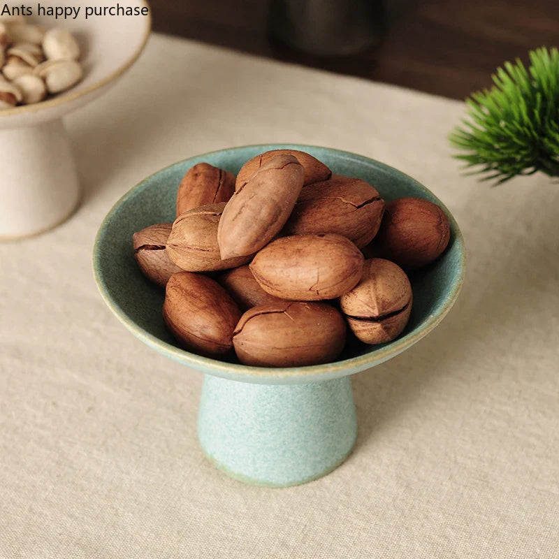 Axya High-Footed Ceramic Snack Tray & Fruit Plate, Dessert & Salad Bowl