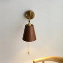 Axyaa Adjustable Wooden Wall Lamp with Copper Arm, Modern LED Wall Sconce