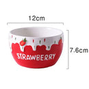 Axyaa Sweet Strawberry Ceramic Bowl for Girls - Fruit Salad Ice Cream Dessert Bowl