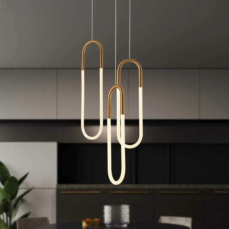 Axyaa Gold U Style Pendant Lights for Living Room - Energy Saving Hanglamp