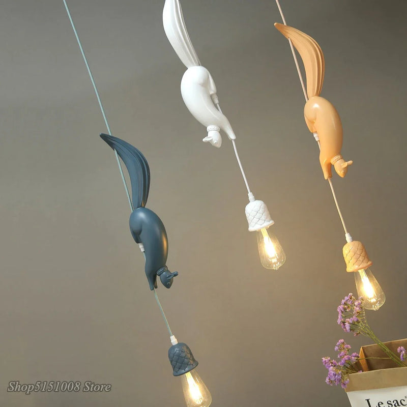 Axyaa Nordic Squirrel Resin LED Pendant Light - Modern Industrial Decor