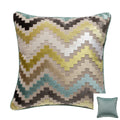 Axyaa Velvet Cushion Cover Zigzag Pattern Soft Pillow Cover in Grey Coffee Blue - 45x45cm/30x50cm/50x50cm