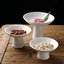 Axya White Ceramic Fruit Tray with Tall Feet and Round Design