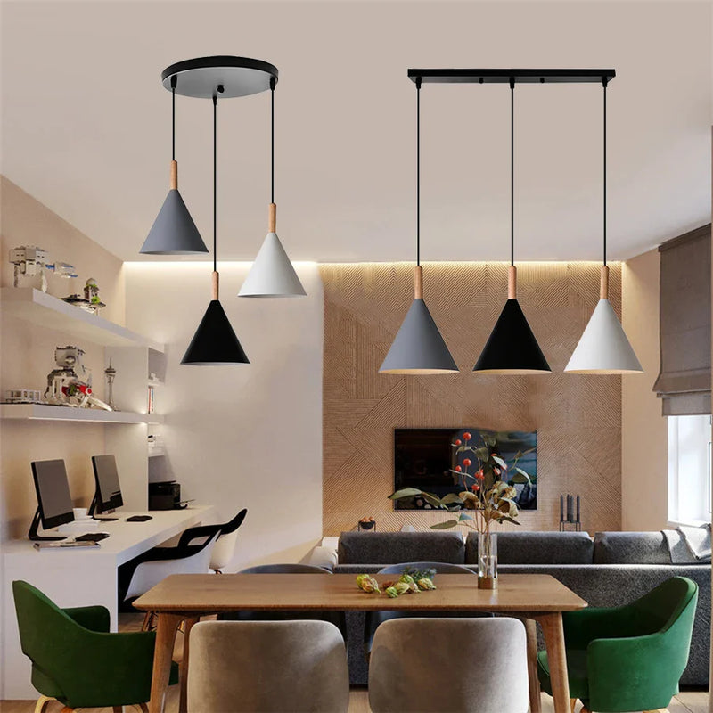 Axyaa Wood Pendant Light: Modern Nordic Dome Hanging Lamp for Home, Cafe, and Kitchen