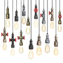 Axyaa Iron Water Pipe Pendant Lights: Retro Industrial Steam Punk Ceiling Hanging Lamp