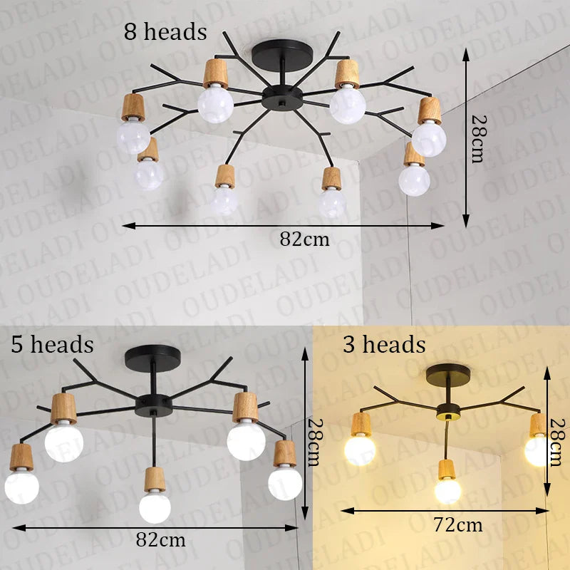 Axya Retro Loft Wooded Ceiling Lamp for Modern Home Decor