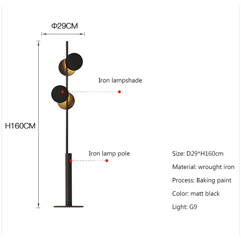 Axyaa Minimalist Black Floor Lamp for Living Room Bedroom Studio