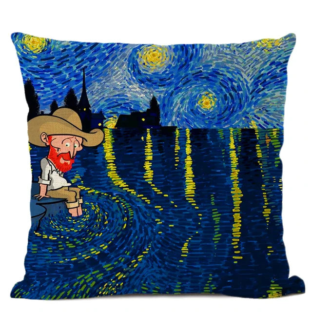 Van Gogh Self Portrait Cushion Cover by Axyaa - Home Decor