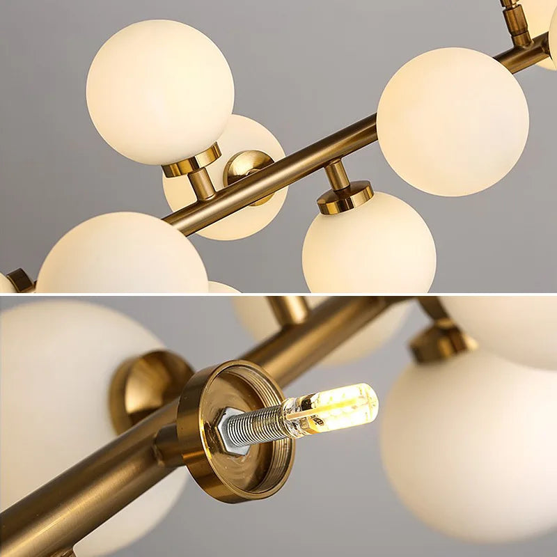 Axyaa Glass Ball LED Chandelier with Lampshade for Home Interior Lighting