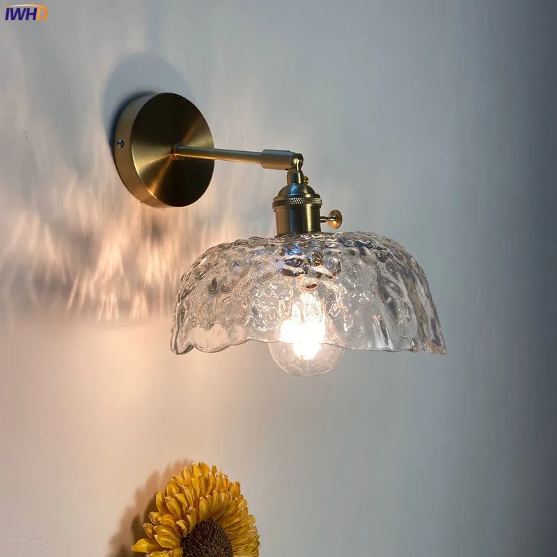 Axyaa Clear Glass LED Wall Sconce Switch Lamp for Bathroom Mirror Stairway, Nordic Copper Influence