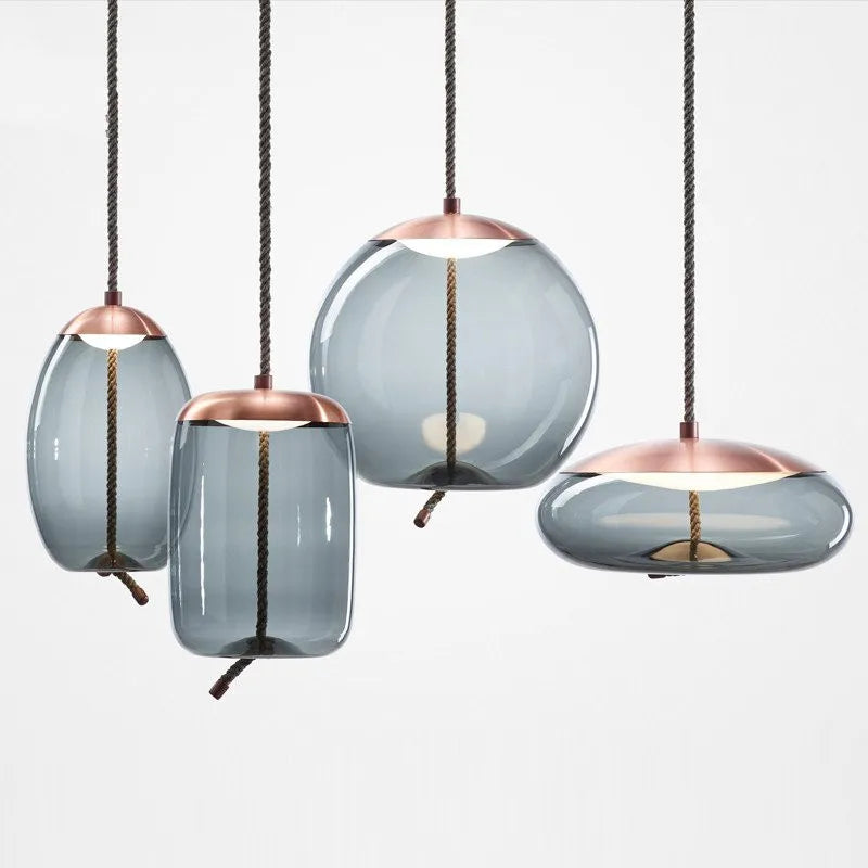 Axyaa Nordic Glass Knot Pendant Chandelier for Modern Bedroom Lighting