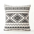 Axyaa Black & White Linen Sofa Cushions Cover - Nordic Bohemian Ethnic Grey Geometric Pillow Cover