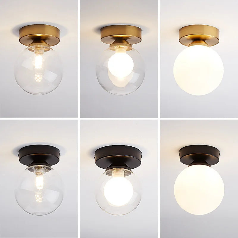 Axyaa Round Glass Ball Ceiling Light - Nordic Design for Modern Home Decor