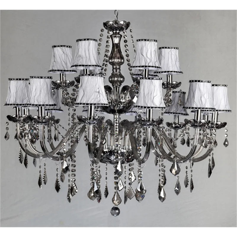 Axyaa Smoky Grey Crystal LED Chandelier for Home or Hotel Hall