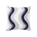 Axyaa Blue Floral Geometric Embroidery Pillow Cover 45x45cm for Cozy Living Room