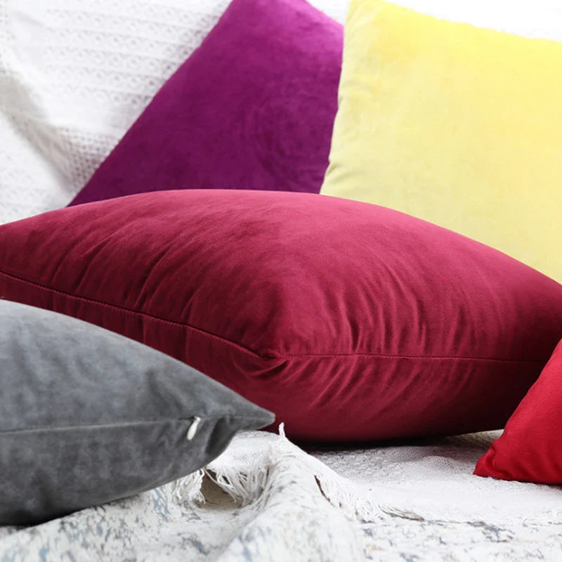 Axyaa Velvet Cushion Cover 45x45cm White - Decorative Pillow Cover for Sofa Home