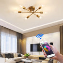 Axyaa Golden LED Smart Satellite Chandelier Ceiling Lamp – Nordic Modern Lighting