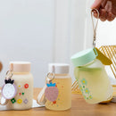 Axyaa Cute Flowers Glass Water Bottle: Creative, Leakproof, Portable, Fresh Design for Female Students