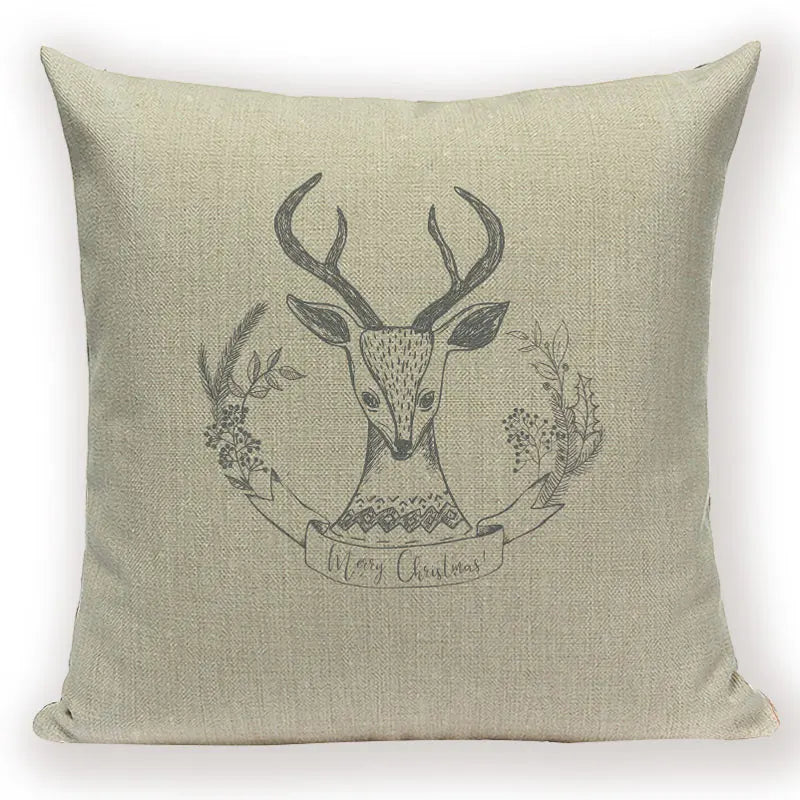 Christmas Cartoon Santa Claus Deer Pillows Covers Merry Christmas Gifts for The New Year by Axyaa