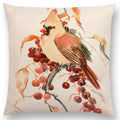 Axyaa Bird Watercolor Cotton Linen Cushion Cover- Hummingbird Goldfinch Chickadee Cardinal Kingfisher