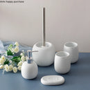 Axya White Ceramic Bathroom Set 5-piece Wash Toiletries Accessories Set