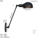 Axyaa Retro Loft Industrial Wall Lamp LED Light - Black Swing Arm Wall Sconce