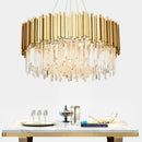 Axyaa Crystal LED Chandeliers: Adjustable Metal Hanging Lamp for Living Room, Dining Area & Bedroom